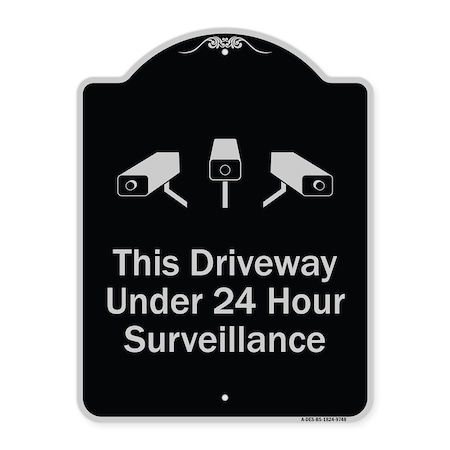 Signmission Designer Series-This Driveway Under 24 Hour Surveillance With Graphics, 24" H, BS-1824-9748 A-DES-BS-1824-9748